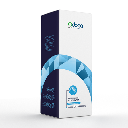 Amazon packaging with the title 'Packaging for refigirator water filter'