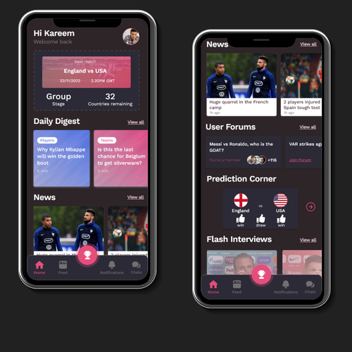 Qatar design with the title 'Football fans app'