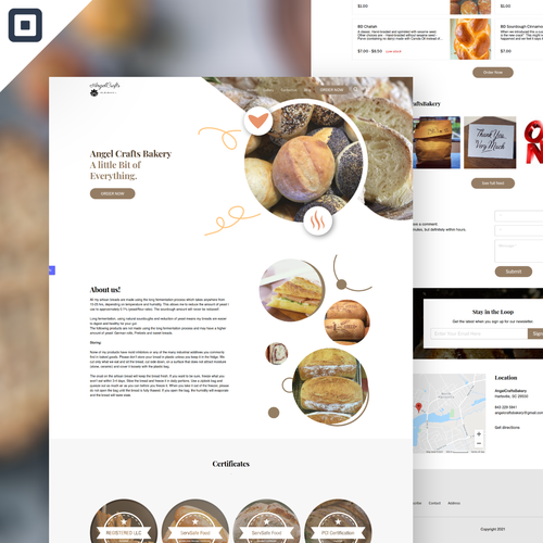 Gallery design with the title 'Angel Crafts Bakery Square Redesign'