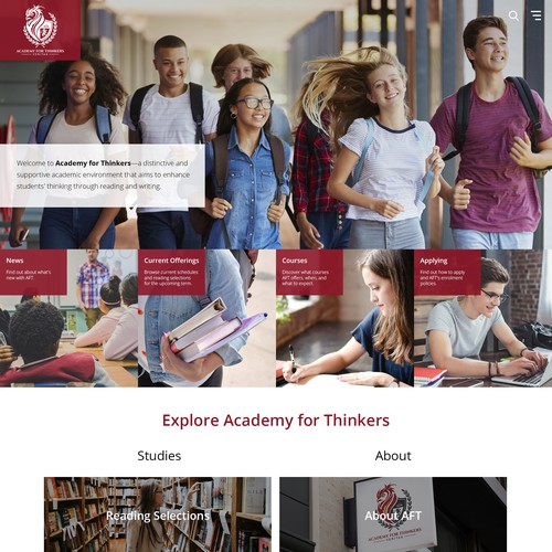 Square design with the title 'Web Design for Academy for Thinkers'