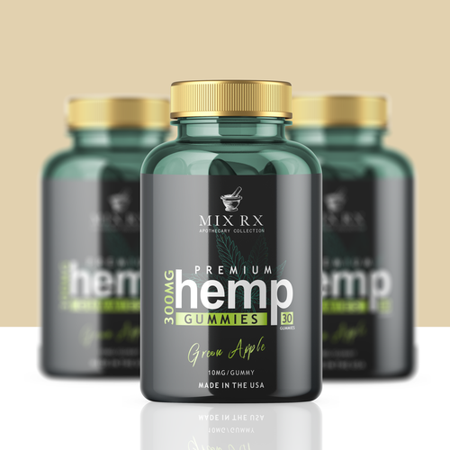 Hemp label with the title 'Label design for Premium Hemp Gummies'