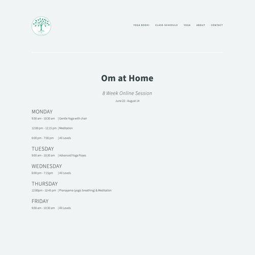 HTML design with the title 'Simple Website Design for Yoga Studio'