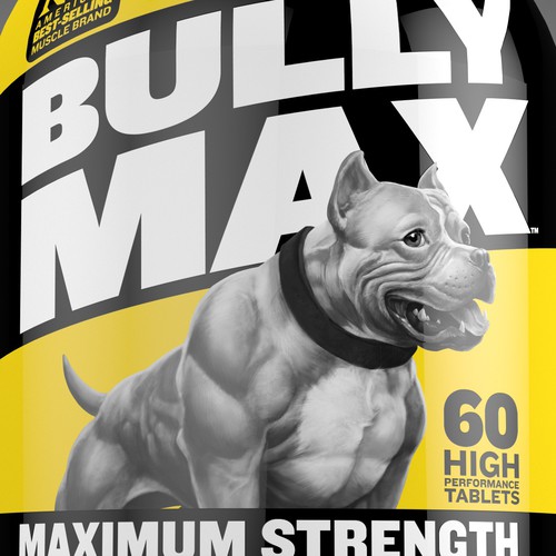 Design label with the title 'Bully Max Supplements for Dog'