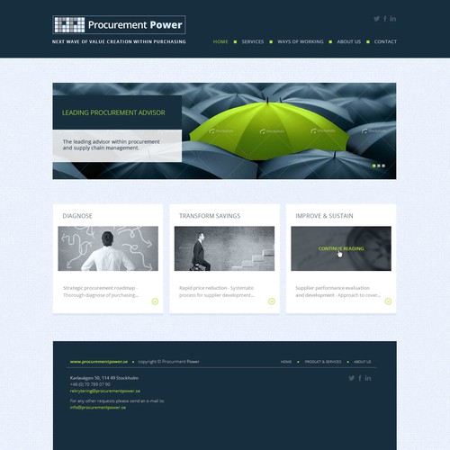 Management website with the title 'Website design for Procurement Power'