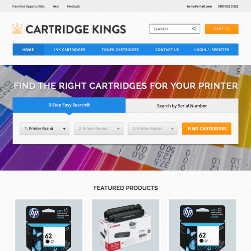 Simple website with the title 'Cartridge Kings Web Store'