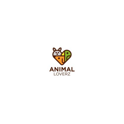 Support logo with the title 'Creative heart shaped logo having animals inside it'