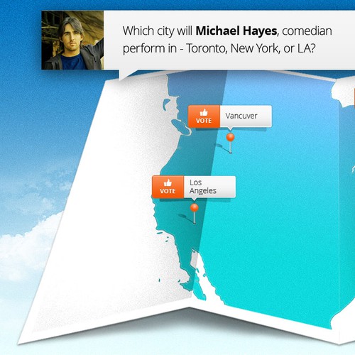Map website with the title 'Voting website -- Choose the next North American city!'