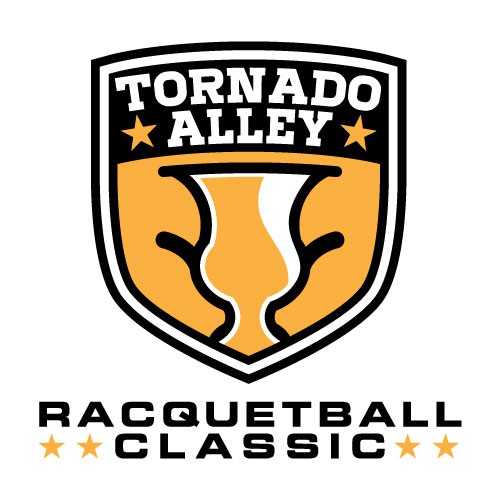 Hurricane logo with the title 'Logo for TORNADO ALLEY Racquetball tournament: sports, active, fit, simple graphic'