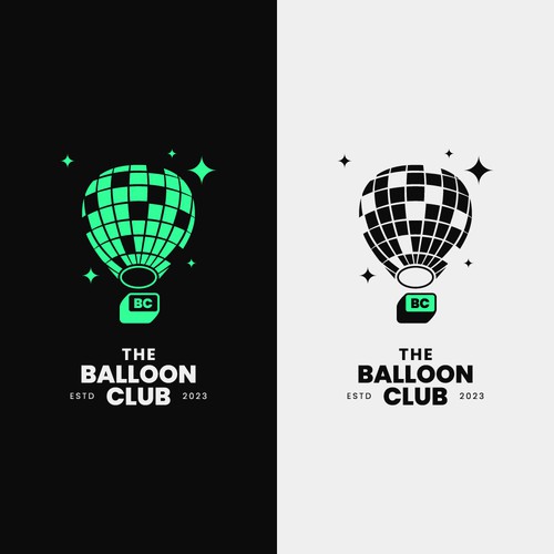 Nightclub logo with the title 'The Balloon NightClub'