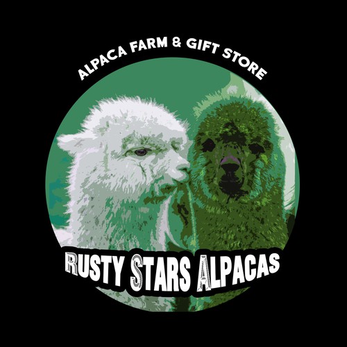 Zoo design with the title 'T-shirt design for an alpaca farm'