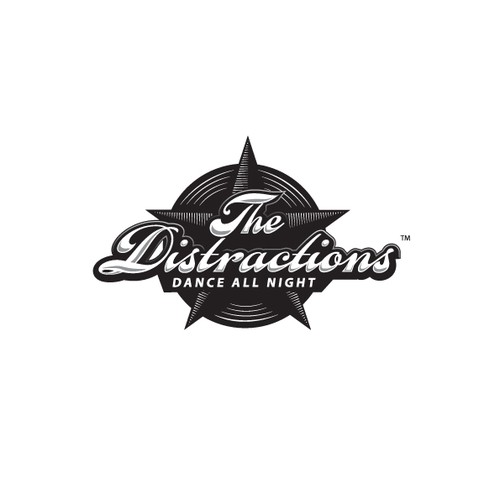 Vinyl design with the title 'Logo for Party Band "The Distractions"'