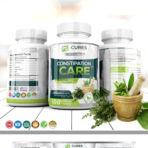 Supplement label with the title 'CONSTIPARATION CARE'