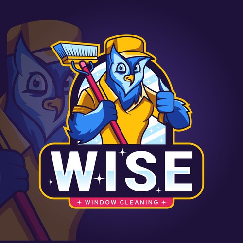 Cleaning brand with the title 'Owl Mascot Design'