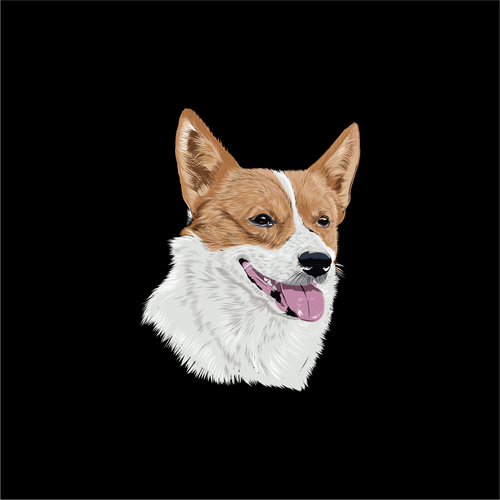 Realistic logo with the title 'Corgi vector art'
