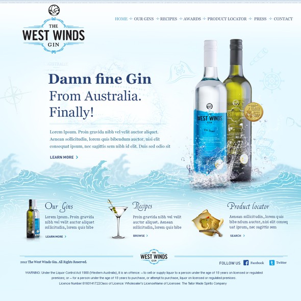 Australia website with the title 'The West Winds Gin needs a new website design'