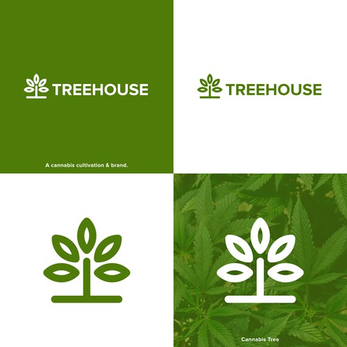 Treehouse logo with the title 'Marijuana Tree Logo'
