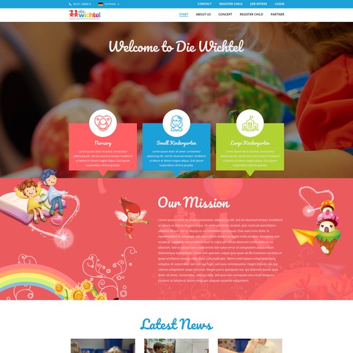 Kindergarten design with the title ' kindergarden Web Template Ui Design / Landing Page Design'