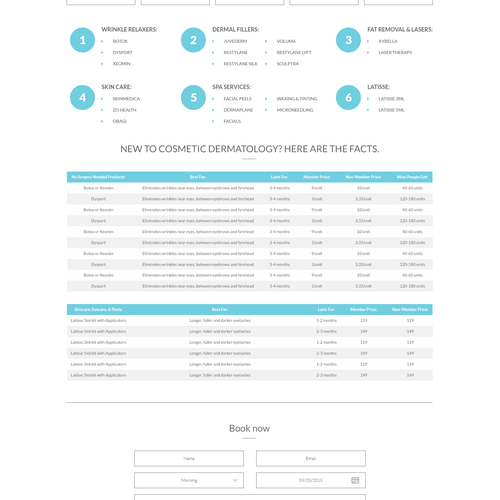 Blue website with the title 'Medical spa - services page'