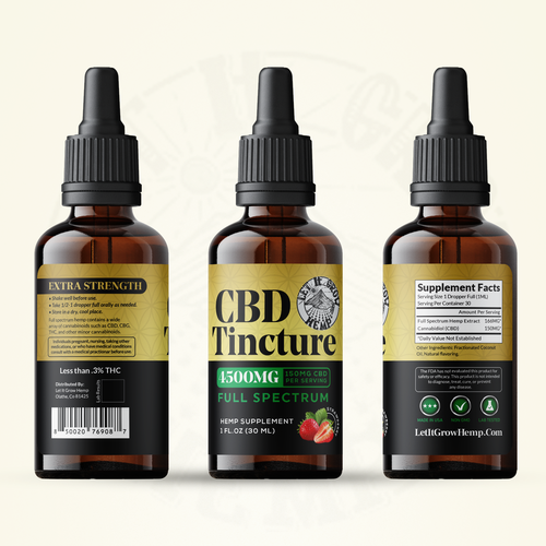 Tincture label with the title 'Label design concept CDB Tincture'