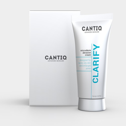 Skincare packaging with the title 'CantiQ Advanced Skincare'