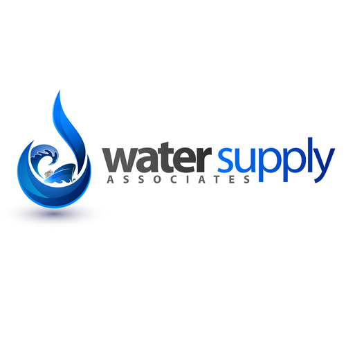 Ship logo with the title 'Logo design for Water Supply Company'