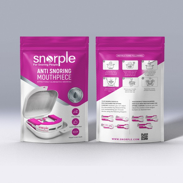 Pink packaging with the title 'package and Logo design'