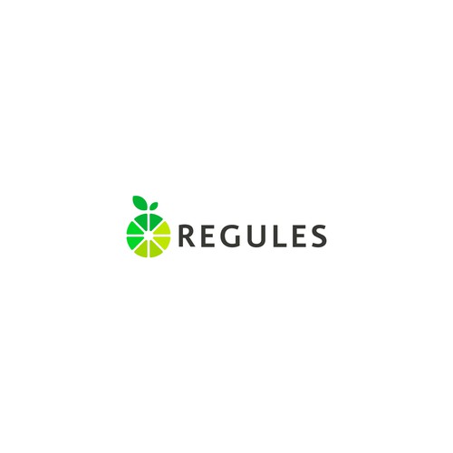 Symmetrical logo with the title 'regules'