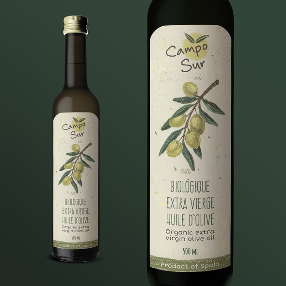 Pastel design with the title 'Label for organic olive oil'