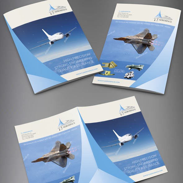 Aerospace design with the title 'Brochure design for TJ Aerospace'