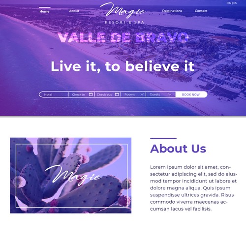 Purple website with the title 'Website Design for Hotel & Spa company'