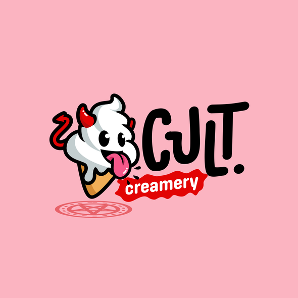 Wicked logo with the title 'Fun Ice Cream logo mascot design'