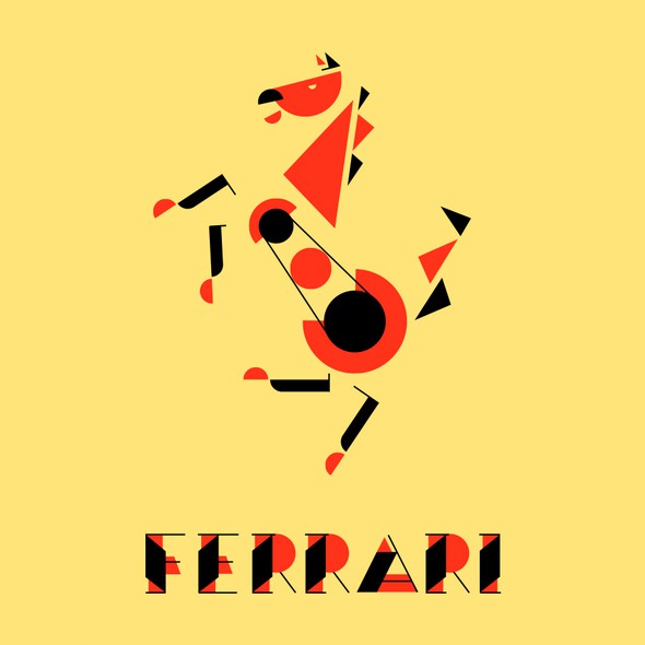 Ferrari car logo with the title 'Ferrari in Bauhaus Style'