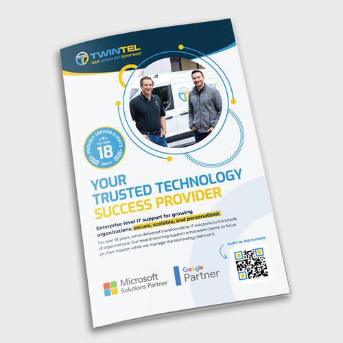 Circle design with the title 'Clean Bifold Brochure for IT Services Provider'