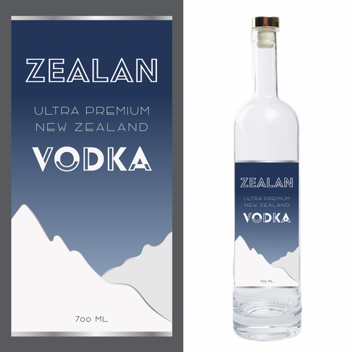 Color label with the title 'Simple and bold label design for a NZ Vodka'