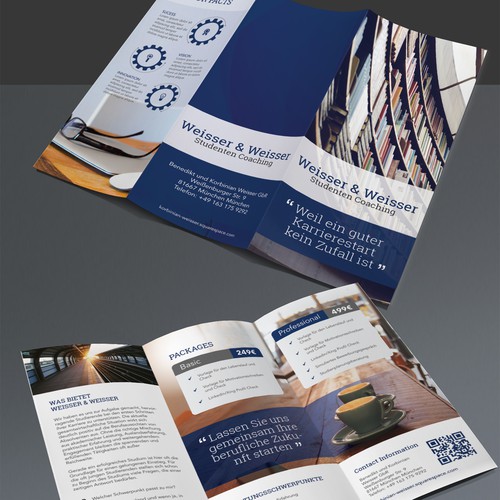 Student design with the title 'Coaching brochure'