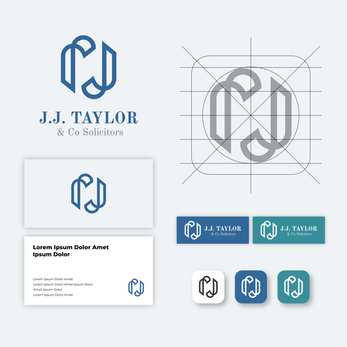 Formal design with the title 'J.J. TAYLOR Monoline Logo Design'