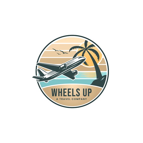 Hotel brand with the title 'WHEELS UP TRAVEL COMPANY'