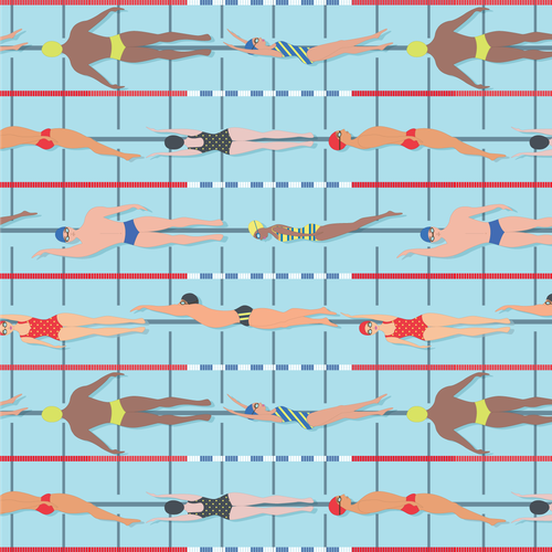 Swimming pool design with the title 'textile design for International Swimming Hall of Fame'