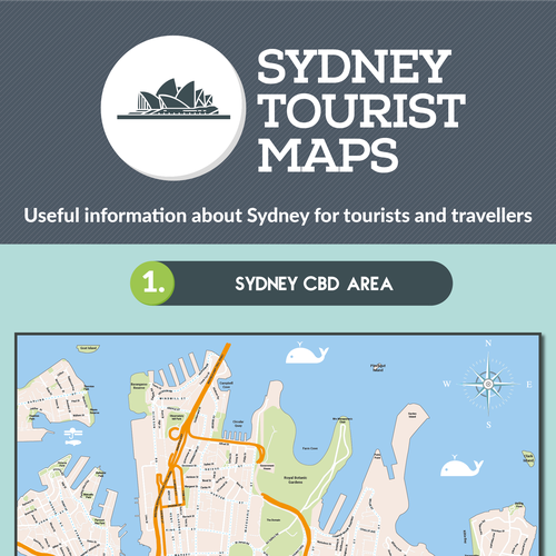 Travel illustration with the title 'Sydney Tourist Maps'