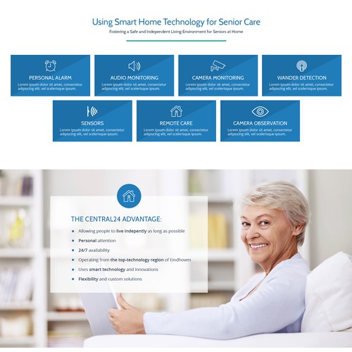 Homepage website with the title 'Landing Page Design for Central24, Senior Assisted Living'