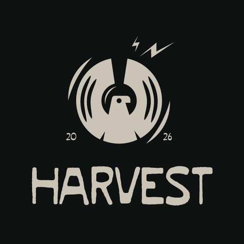 Vinyl record logo with the title 'Harvest Coffee'