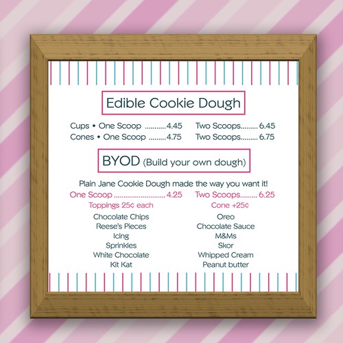 Dessert design with the title 'Clean Menu Boards '
