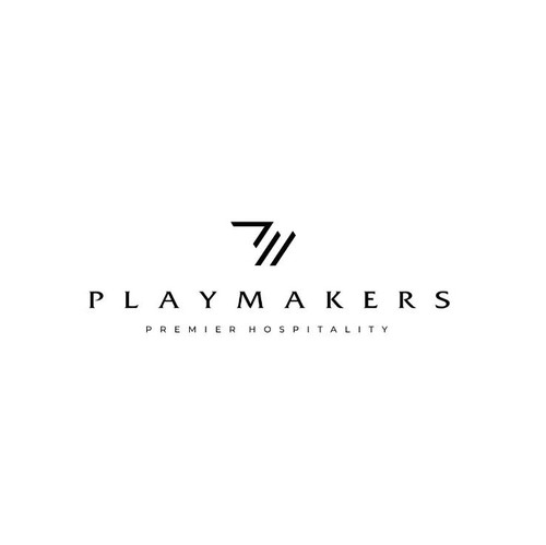 Entertainment brand with the title 'Modern logo for PLAYMAKERS: Premier Hospitality.'