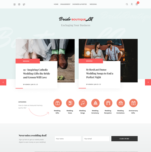 Bridal design with the title 'Design WordPress Theme for Wedding'