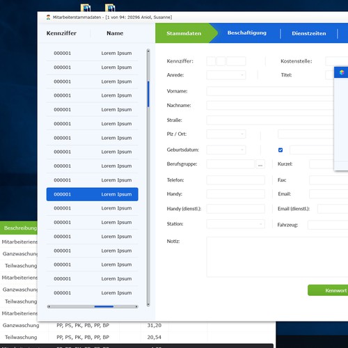 Green and blue design with the title 'Desktop App Design'