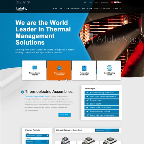 Graphic website with the title 'Laird Thermal'