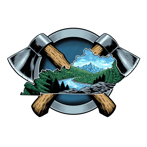Mountain artwork with the title 'Cross Axe KY logo'