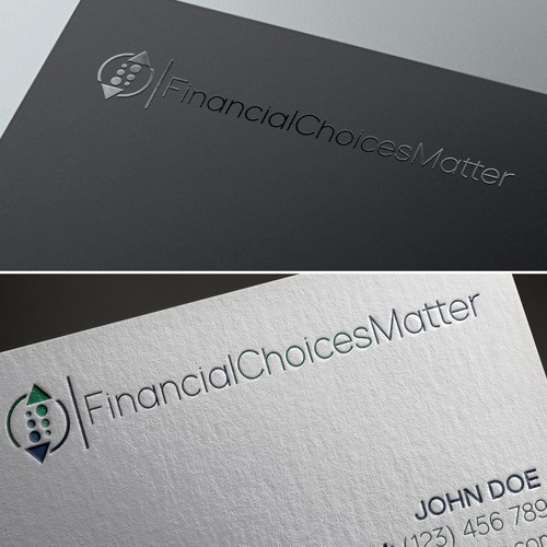 Arrow down logo with the title 'Logo concept for Financial Choices Matter'
