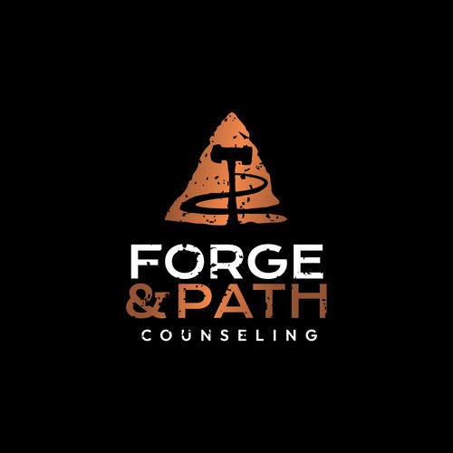 Counseling logo with the title 'Masculine, symbolic, and warm logo for Forge & Path Counseling'