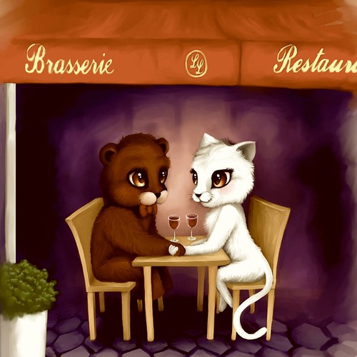 Bear illustration with the title 'Illustration for romantic anniversary gift!'